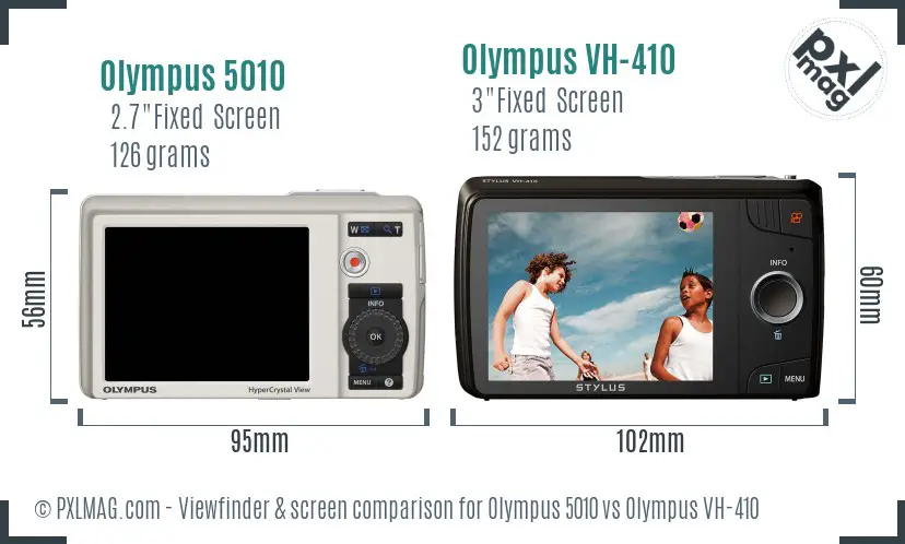 Olympus 5010 vs Olympus VH-410 Screen and Viewfinder comparison