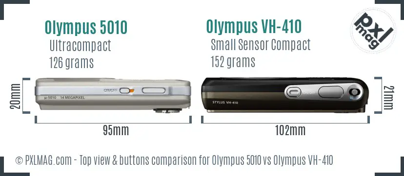 Olympus 5010 vs Olympus VH-410 top view buttons comparison