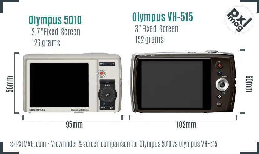 Olympus 5010 vs Olympus VH-515 Screen and Viewfinder comparison