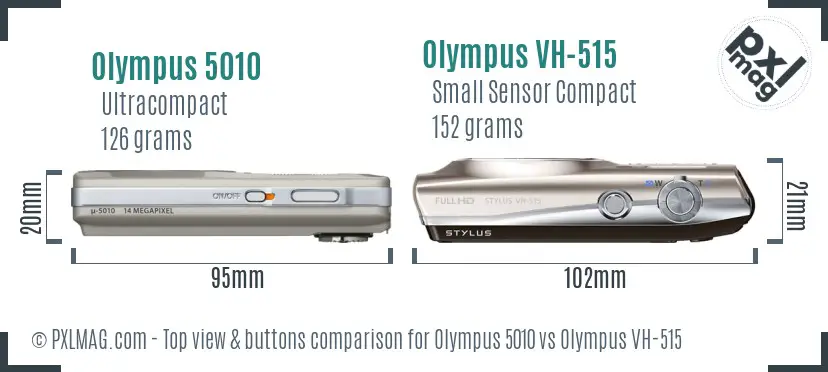 Olympus 5010 vs Olympus VH-515 top view buttons comparison