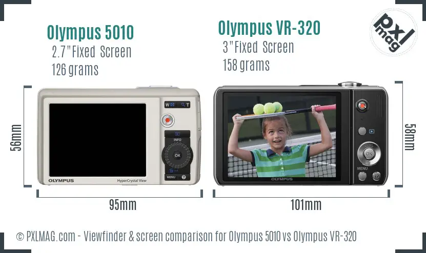 Olympus 5010 vs Olympus VR-320 Screen and Viewfinder comparison