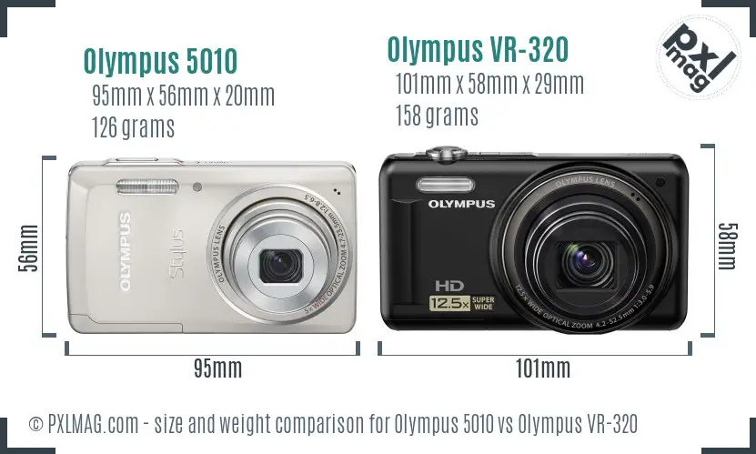 Olympus 5010 vs Olympus VR-320 size comparison