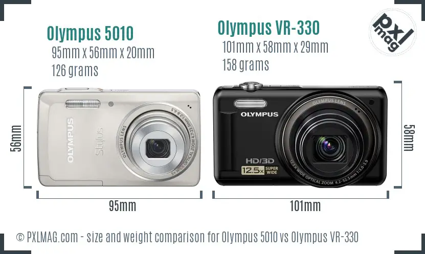 Olympus 5010 vs Olympus VR-330 size comparison
