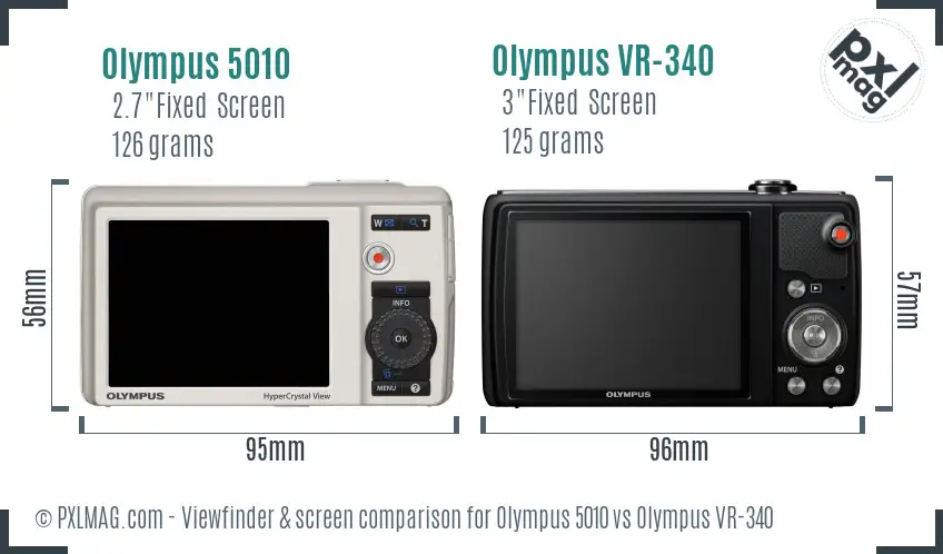 Olympus 5010 vs Olympus VR-340 Screen and Viewfinder comparison