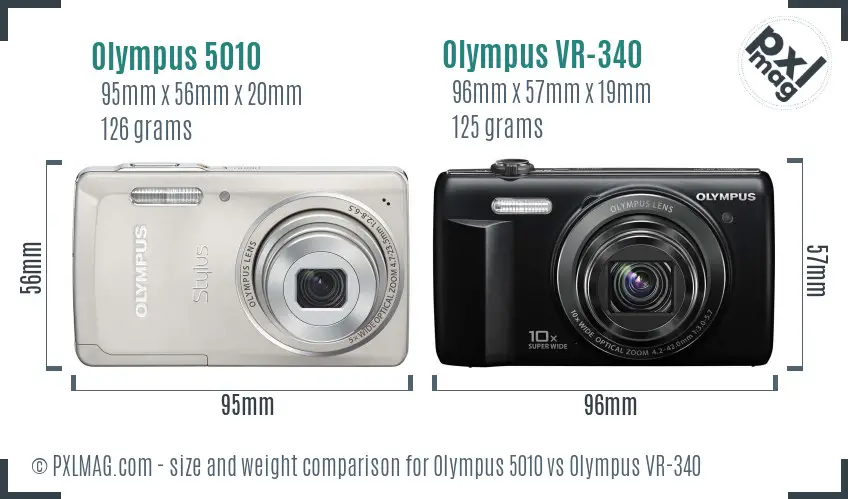 Olympus 5010 vs Olympus VR-340 size comparison