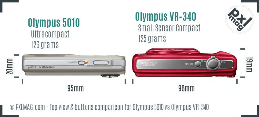 Olympus 5010 vs Olympus VR-340 top view buttons comparison