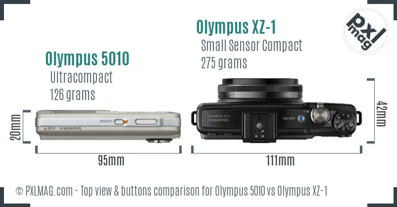 Olympus 5010 vs Olympus XZ-1 top view buttons comparison