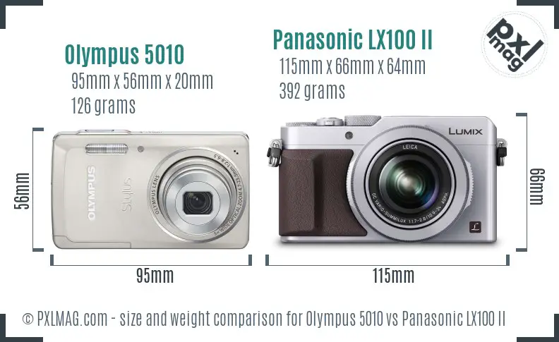 Olympus 5010 vs Panasonic LX100 II size comparison
