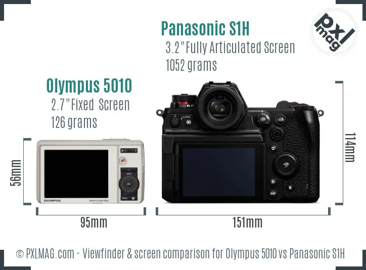 Olympus 5010 vs Panasonic S1H Screen and Viewfinder comparison