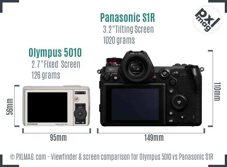 Olympus 5010 vs Panasonic S1R Screen and Viewfinder comparison