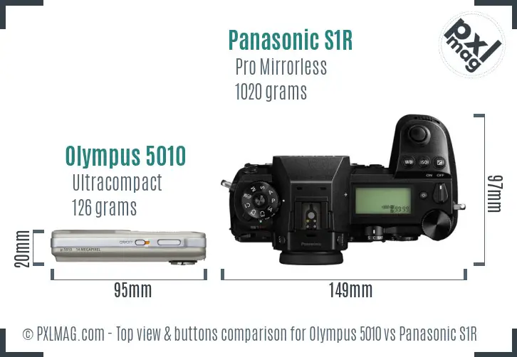 Olympus 5010 vs Panasonic S1R top view buttons comparison