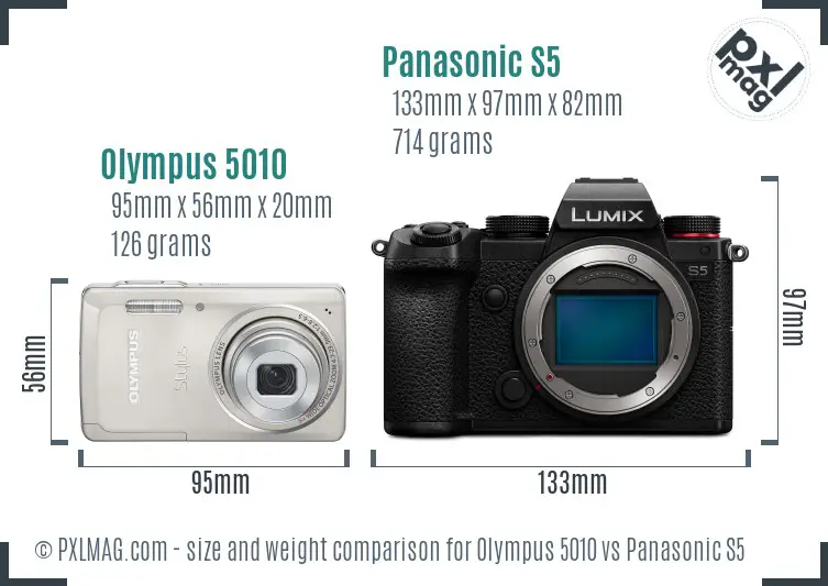 Olympus 5010 vs Panasonic S5 size comparison