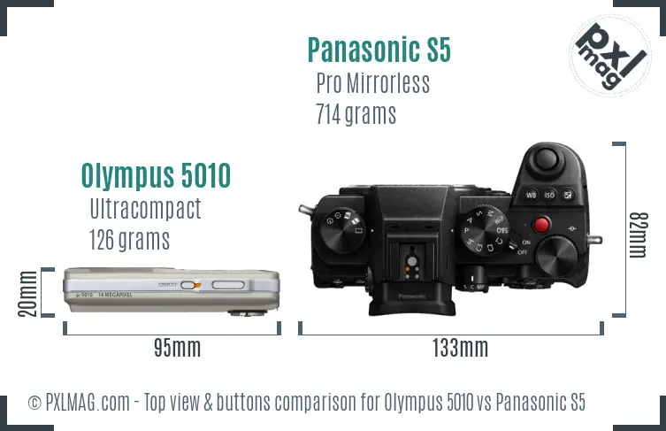 Olympus 5010 vs Panasonic S5 top view buttons comparison