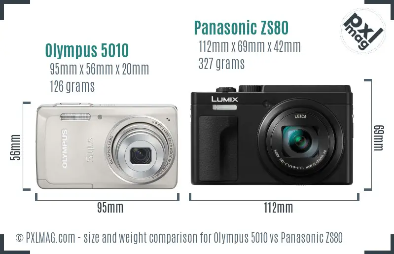 Olympus 5010 vs Panasonic ZS80 size comparison