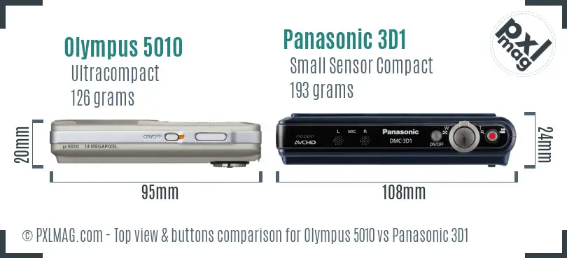 Olympus 5010 vs Panasonic 3D1 top view buttons comparison