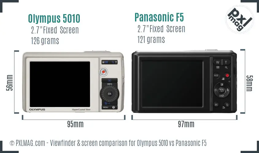 Olympus 5010 vs Panasonic F5 Screen and Viewfinder comparison