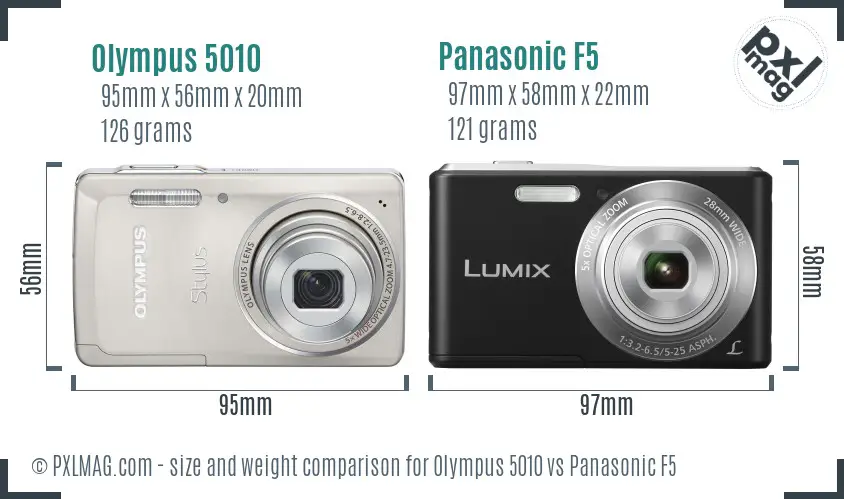 Olympus 5010 vs Panasonic F5 size comparison