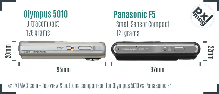 Olympus 5010 vs Panasonic F5 top view buttons comparison