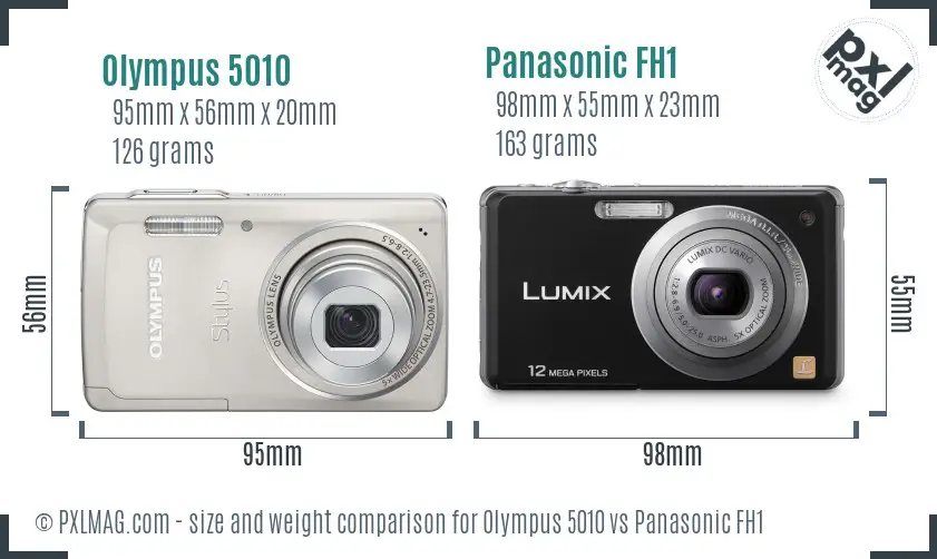 Olympus 5010 vs Panasonic FH1 size comparison