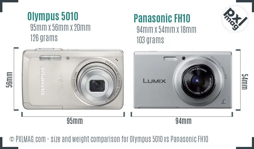 Olympus 5010 vs Panasonic FH10 size comparison