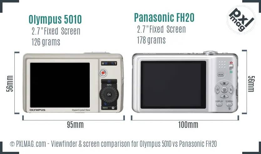 Olympus 5010 vs Panasonic FH20 Screen and Viewfinder comparison