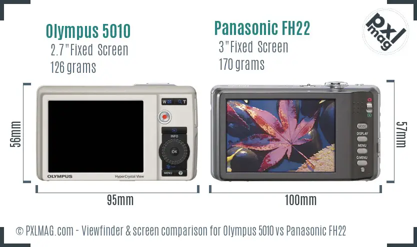 Olympus 5010 vs Panasonic FH22 Screen and Viewfinder comparison