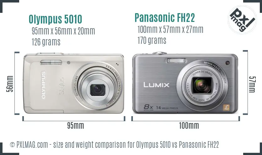 Olympus 5010 vs Panasonic FH22 size comparison