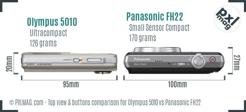 Olympus 5010 vs Panasonic FH22 top view buttons comparison