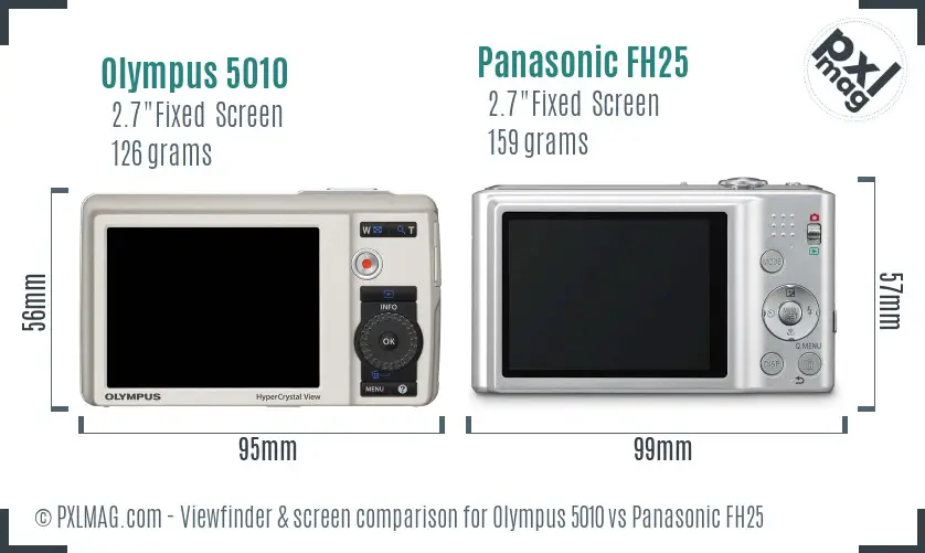 Olympus 5010 vs Panasonic FH25 Screen and Viewfinder comparison