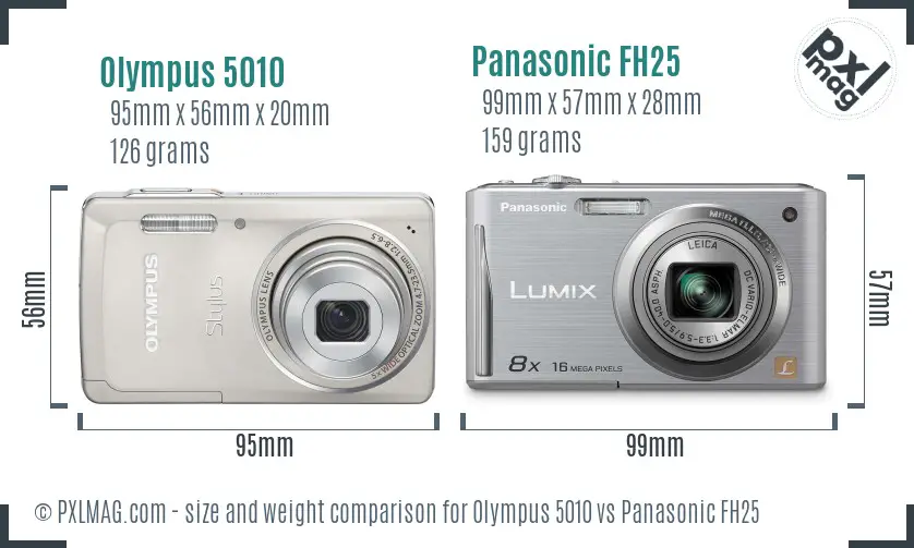 Olympus 5010 vs Panasonic FH25 size comparison