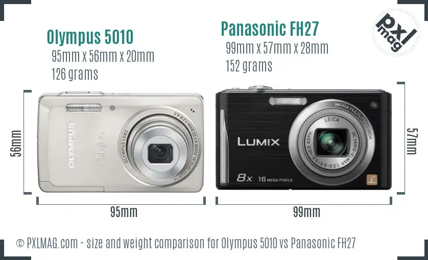 Olympus 5010 vs Panasonic FH27 size comparison