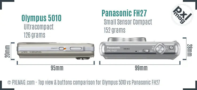 Olympus 5010 vs Panasonic FH27 top view buttons comparison