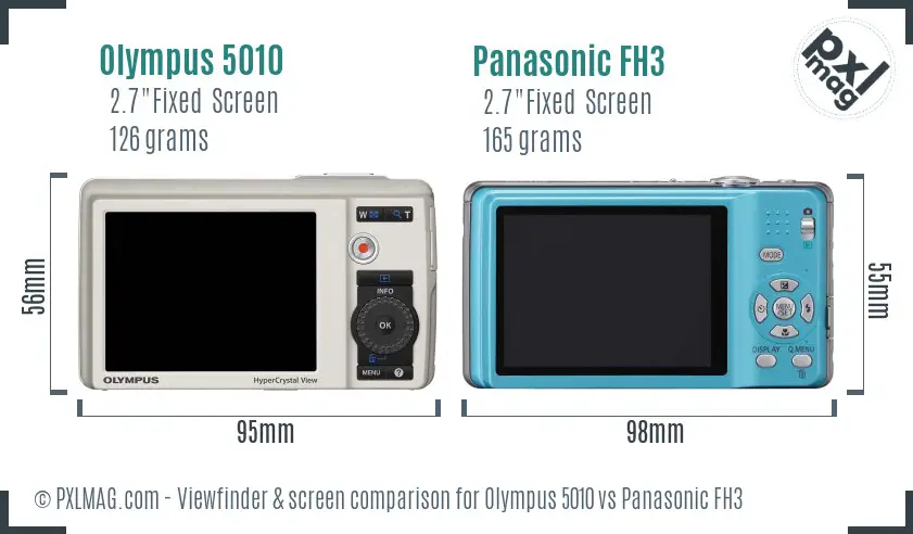 Olympus 5010 vs Panasonic FH3 Screen and Viewfinder comparison