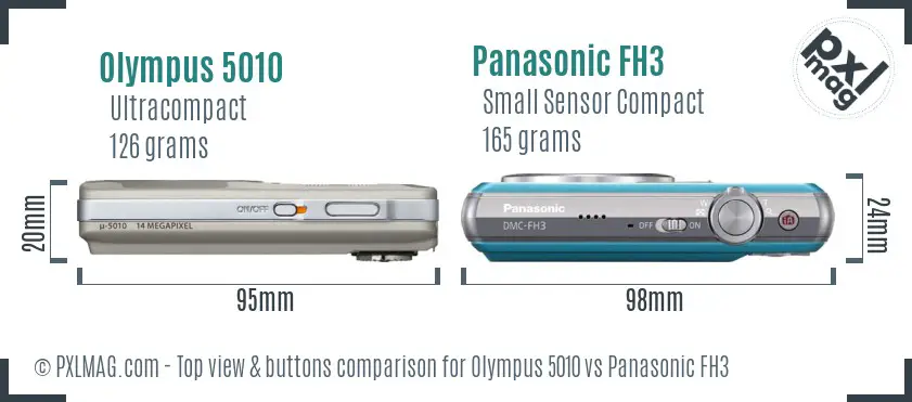 Olympus 5010 vs Panasonic FH3 top view buttons comparison