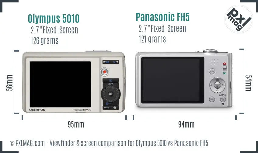 Olympus 5010 vs Panasonic FH5 Screen and Viewfinder comparison