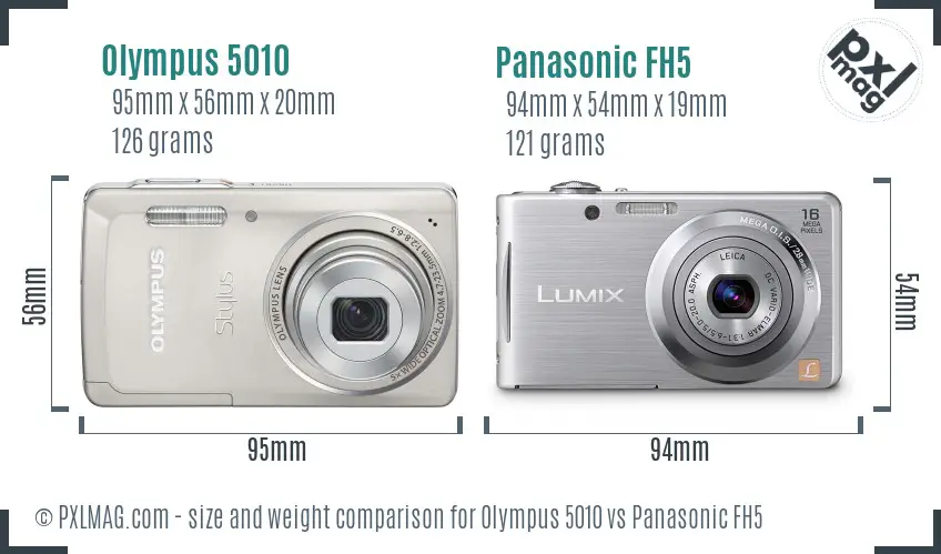 Olympus 5010 vs Panasonic FH5 size comparison