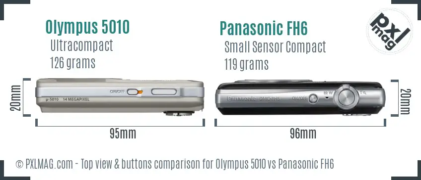 Olympus 5010 vs Panasonic FH6 top view buttons comparison