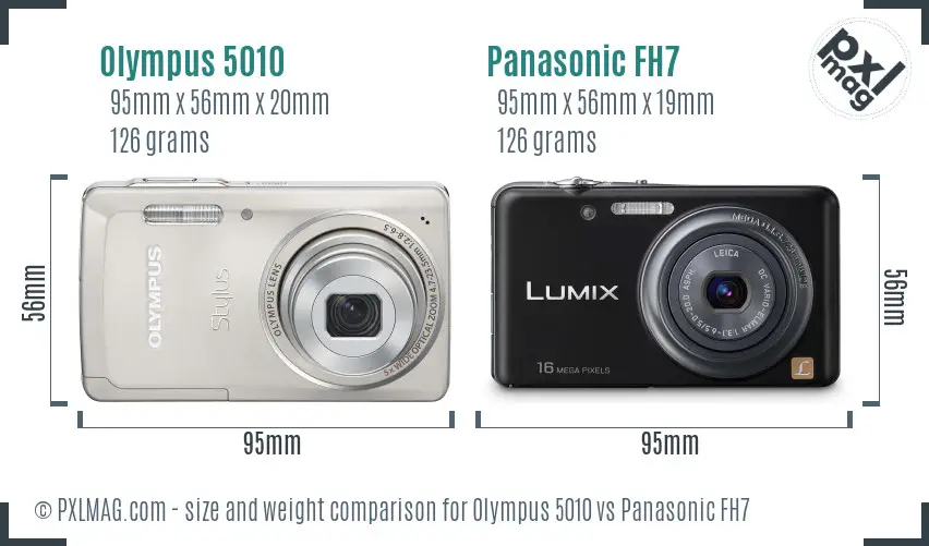 Olympus 5010 vs Panasonic FH7 size comparison