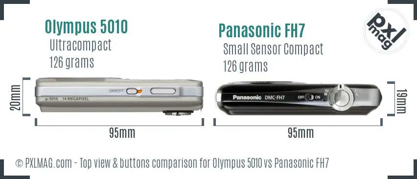 Olympus 5010 vs Panasonic FH7 top view buttons comparison