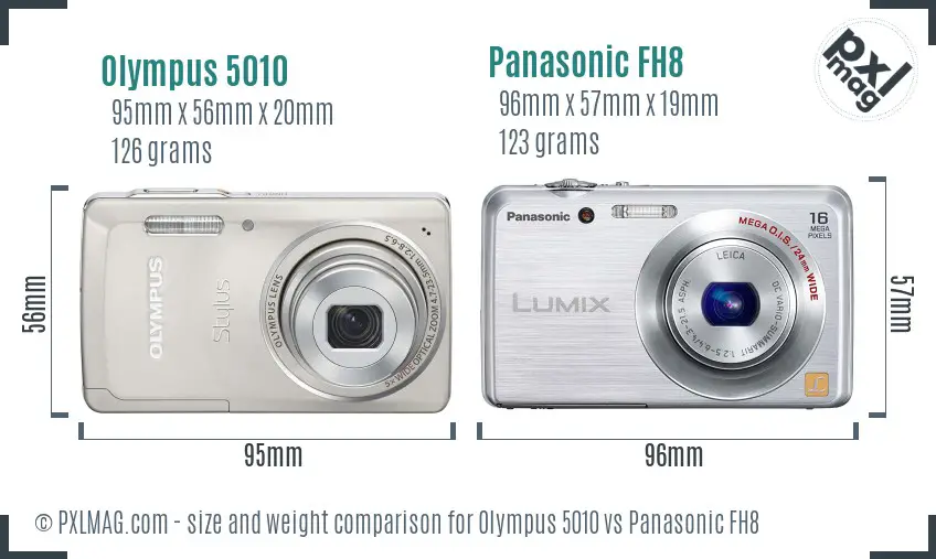 Olympus 5010 vs Panasonic FH8 size comparison