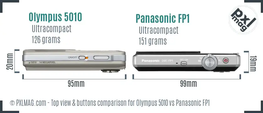 Olympus 5010 vs Panasonic FP1 top view buttons comparison