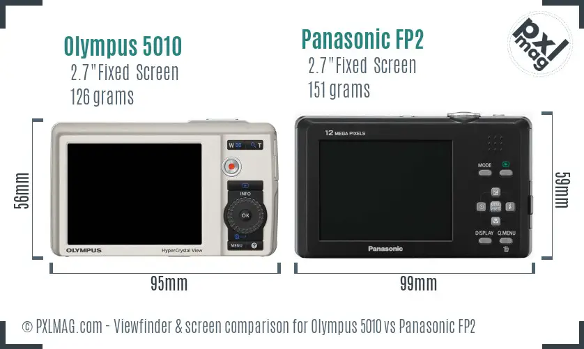 Olympus 5010 vs Panasonic FP2 Screen and Viewfinder comparison