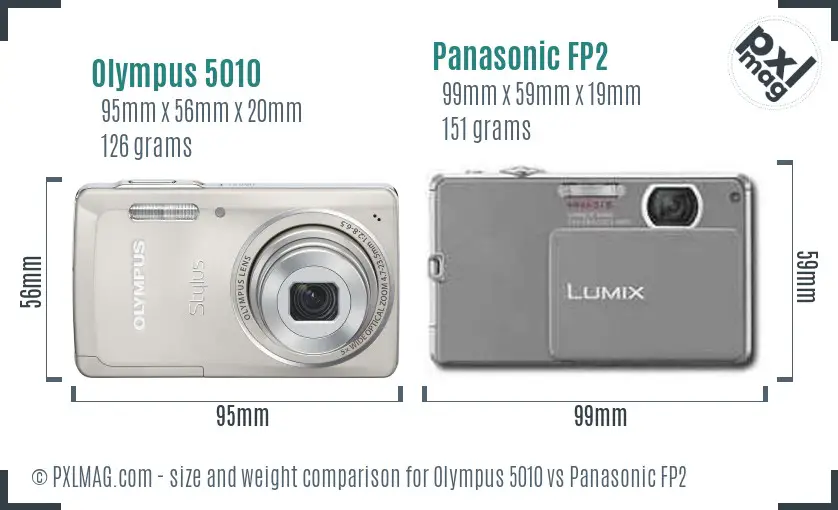 Olympus 5010 vs Panasonic FP2 size comparison