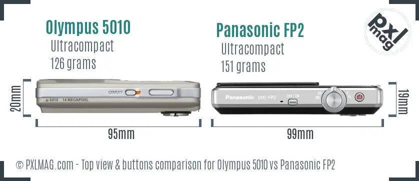 Olympus 5010 vs Panasonic FP2 top view buttons comparison