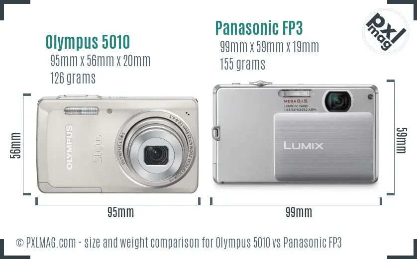 Olympus 5010 vs Panasonic FP3 size comparison