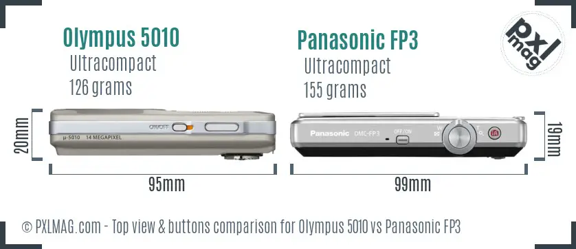 Olympus 5010 vs Panasonic FP3 top view buttons comparison