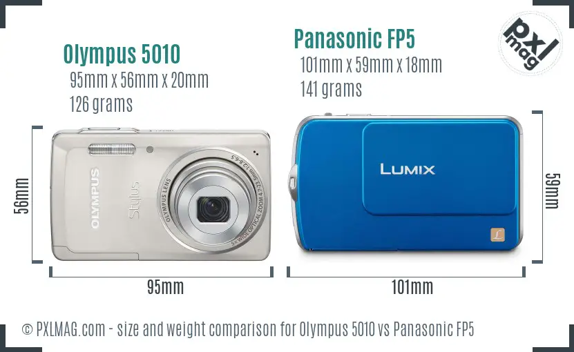 Olympus 5010 vs Panasonic FP5 size comparison