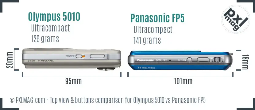 Olympus 5010 vs Panasonic FP5 top view buttons comparison