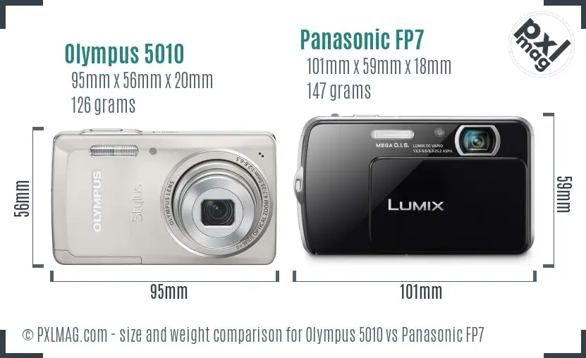 Olympus 5010 vs Panasonic FP7 size comparison