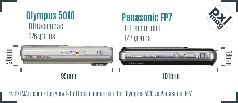 Olympus 5010 vs Panasonic FP7 top view buttons comparison